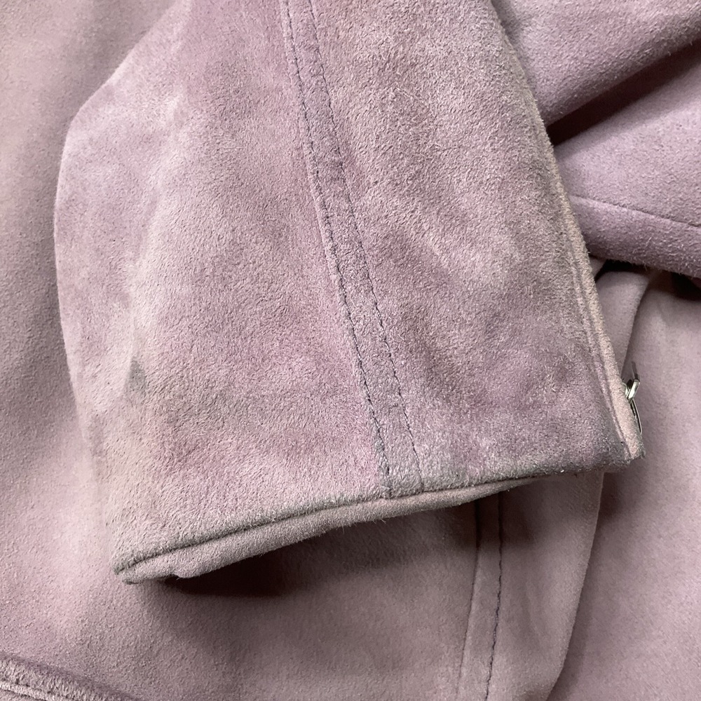 Scotch & Soda Maison Scotch Biker Jacket Goat‎ Leather Suede Lilac Women Sz L - Picture 11 of 12